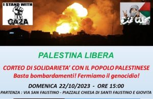“Palestina Libera”, alle 15.00 il corteo