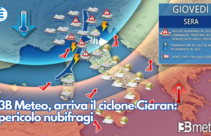 3B Meteo, arriva il ciclone Ciaran: pericolo nubifragi