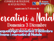 A Acqualunga domenica 3 dicembre arrivano i mercatini di Natale