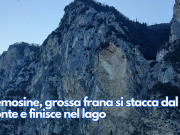 Tremosine, grossa frana si stacca dal monte e finisce nel lago