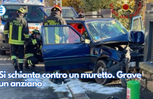 Si schianta contro un muretto. Grave un anziano