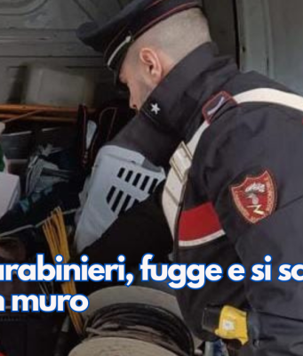 Vede i Carabinieri, fugge e si schianta contro un muro