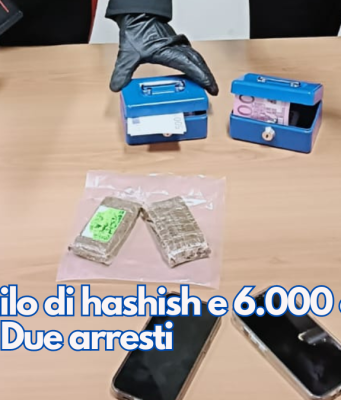 Mezzo chilo di hashish e 6.000 euro in contanti. Due arresti