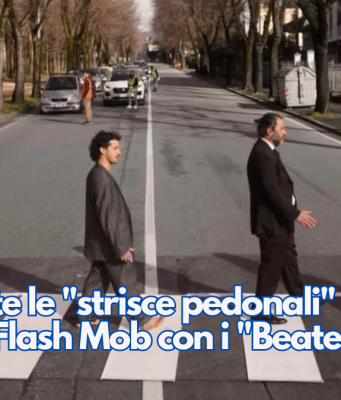Cancellate le “strisce pedonali” in via Turati. Il Flash Mob con i “Beatles”