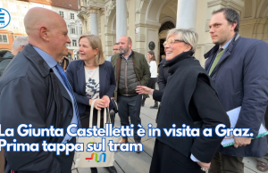 La Giunta Castelletti è in visita a Graz. Prima tappa sul tram