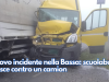 Nuovo incidente nella Bassa: scuolabus finisce contro un camion