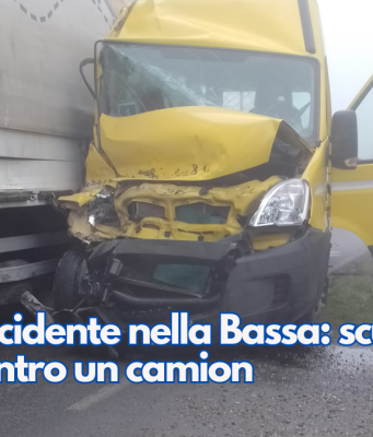 Nuovo incidente nella Bassa: scuolabus finisce contro un camion
