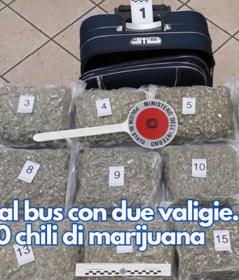 Scende dal bus con due valigie. In una c’erano 10 chili di marijuana