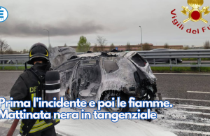 Prima l’incidente e poi le fiamme. Mattinata nera in tangenziale