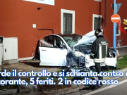 Perde il controllo e si schianta contro un ristorante, 5 feriti. 2 in codice rosso
