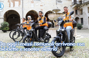 Da oggi i messi comunali arrivano con biciclette e scooter elettrici
