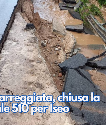 Cede la carreggiata, chiusa la SP 510 per Iseo. Chiusa la Sp48 per frana