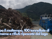 Dopo il maltempo, 100 tonnellate di legname e rifiuti ripescate dal lago