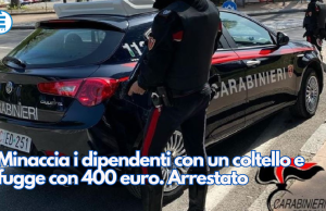 Minaccia i dipendenti con un coltello e fugge con 400 euro. Arrestato