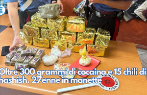 Oltre 300 grammi di cocaina e 15 chili di hashish. 27enne in manette