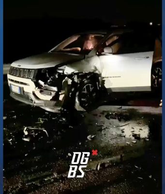 Erbusco, scontro nella notte tra due auto, 2 feriti in codice giallo
