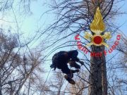 Incastrato con il parapendio a 20 metri. Salvato dai Vigili del Fuoco