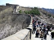 Cina: scenario primaverile presso la Grande Muraglia a Pechino