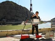 Cina: guardiani del fiume Giallo a stazione idrologica di Longmen