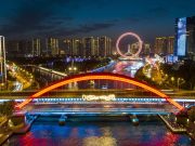 Cina: vista notturna della città di Tianjin