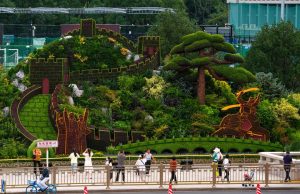 Cina: Pechino, installazioni floreali