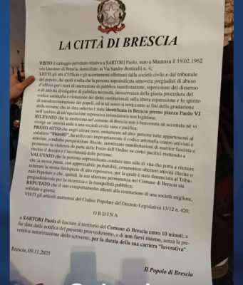 Da XR un “foglio di via” provocatorio al questore Sartori